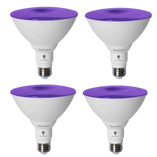 Bluex Bulbs 4 Pack PAR38 LED Black Light Bulb, 20W (200Watt Equivalent) E26 Blacklight Bulb Level 385-400nm, Body Paint, Glow in The Dark Party LED Light Bulb Neon Glow Fluorescent Poster - color: Blacklight, size: 4 Pack
