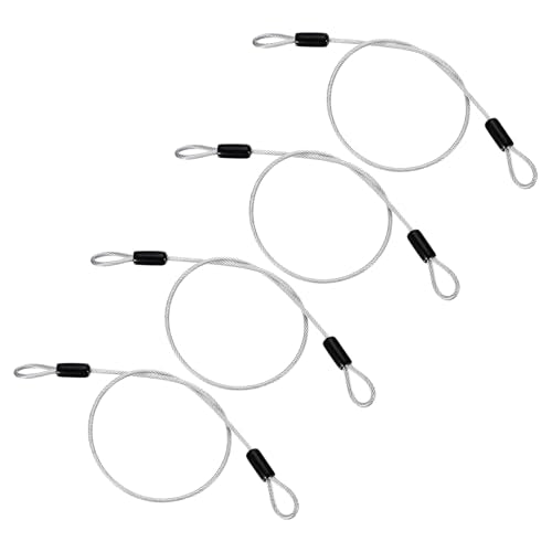 PATIKIL 1/8" Dia Vinyl Coated Stainless Steel Cable with Loops, 4 Pcs 1.6ft (20") Flexible Wire Rope Security Chain Lanyard Lock for Outdoor Stage Lighting Luggage Lock, Transparent - color: Transparent, size: 1/8"x1.6 ft