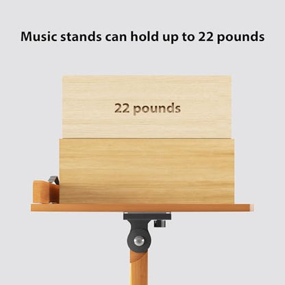 Sheet Music Stands-Bamboo Music Stand for Sheet Music& Desktop Book Stand With Tray Guitar Clip,Wooden Music Stand Portable Height Adjustable 39.37”to 51.2”Folding Holder Guitar Ukulele BassMusic - color: Tray + Guitar Clip+natural