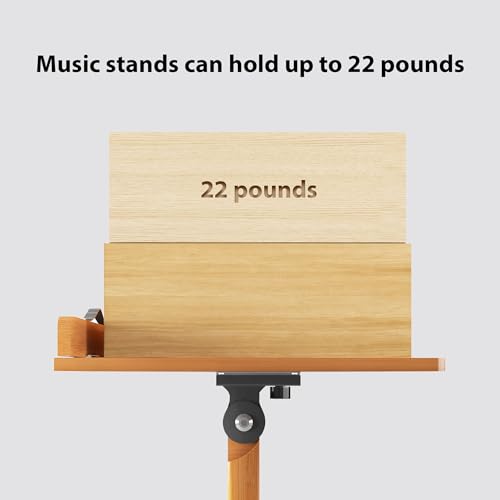 Sheet Music Stands-Bamboo Music Stand for Sheet Music& Desktop Book Stand With Tray Guitar Clip,Wooden Music Stand Portable Height Adjustable 39.37”to 51.2”Folding Holder Guitar Ukulele BassMusic - color: Tray + Guitar Clip+natural