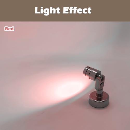 Suzeyar Metal Miniature LED Lights,Tiny Spot Light with Magnet Base,Battery Operated LED Lights,Wireless Miniature Spot Light for Artwork Painting,Jewelry Showcase,DIY Hand Craft (Red) - color: Red