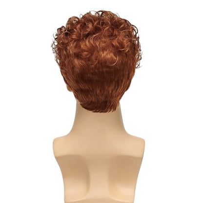 Mens Orange Curly Wigs Short Wig,Synthetic Heat Resistant Costume Wig Mens Daily Cosplay Party Halloween - color: C-Orange