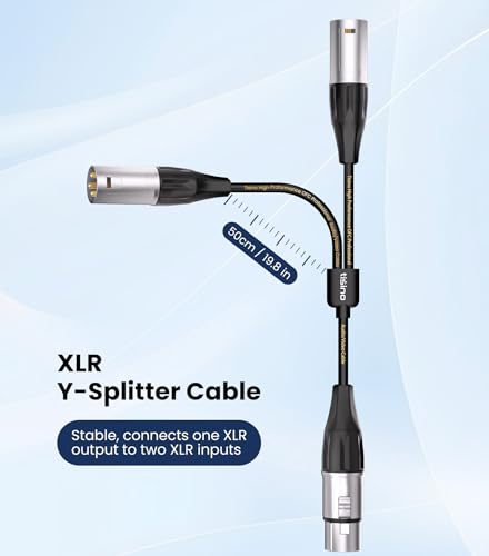 Tisino Balanced XLR Splitter Cable, 1 Female to 2 Male Patch Microphone Cable XLR Y Splitter Cable 2 Male to 1 Female - 5 feet - size: 5 feet