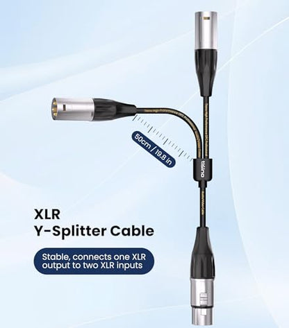 Tisino Balanced XLR Splitter Cable, 1 Female to 2 Male Patch Microphone Cable XLR Y Splitter Cable 2 Male to 1 Female - 5 feet - size: 5 feet