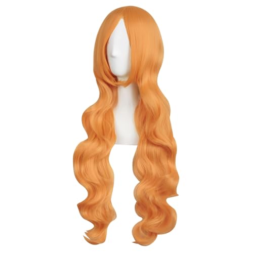 MapofBeauty 32 Inch Long Hair Spiral Curly Cosplay Costume Wig, Orange - color: Orange