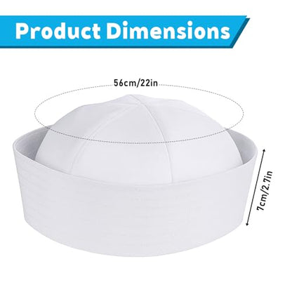White Sailor Hat men, Captains Hat for Men, Navy Captain Hats, Costume Sailor Cap Yacht Sailors Ship Caps for Women Dressing Up Party Adults Nautical Costume, 21 Inch