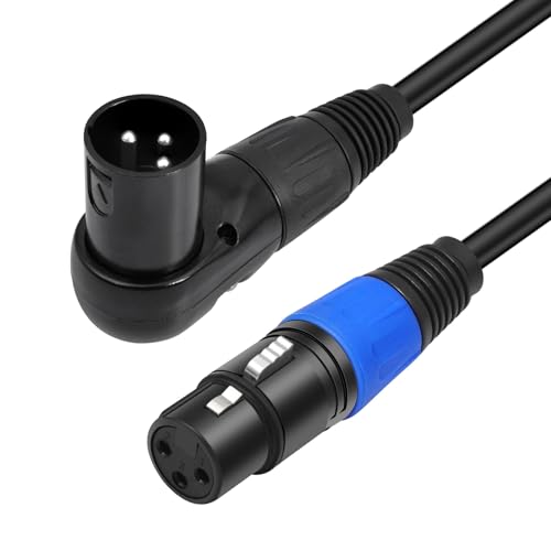 Right Angle XLR Cable 6FT, 2Pack, Black, Straight Female to 90 Degree Male Microphone Cable Cord, 3Pin XLR Adapter for Sound Devices Mixer Recorder - size: 6FT, style: R/A Male to ST FM