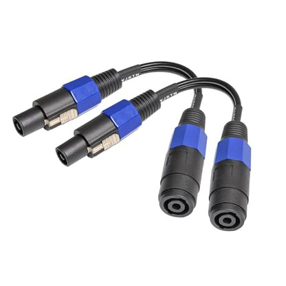 WJSTN Speakon to Speakon Speaker Cables, 12 Gauge AWG,Speakon Male to Female Adapters Audio Cord DJ Speaker Cable Wire with 6in 2Pack