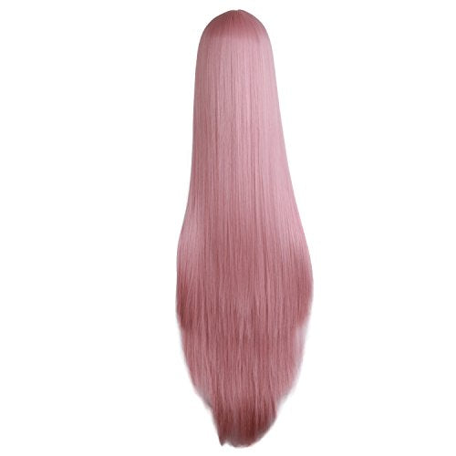 MapofBeauty 40"/100cm Soft Straight Long Cosplay Wig (Rouge Pink) - color: Rouge Pink