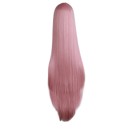MapofBeauty 40"/100cm Soft Straight Long Cosplay Wig (Rouge Pink) - color: Rouge Pink
