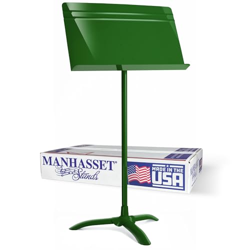 Manhasset Music Stand For Sheet Music - 48 Symphony Model - 4801GRN - Long Lasting, Durable Manhasset Stand - Adjustable Height - 20" by 12 | Long Lasting Durable Manhasset Stand, Adjustable Height, 20" x 12" Desk, Classroom, Orchestra and Band Use - colo