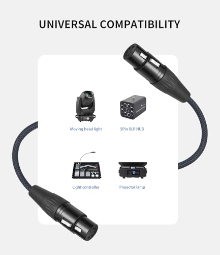 2-Pack 5Pin XLR Female to Female,1.2FT,DMX512 5 PIN XLR Female to Female,5 PIN DMX Cable Adapter Microphone Cable dmx512 5PIN Female to Female Adapter - color: 5-Pin XLR Female to Female