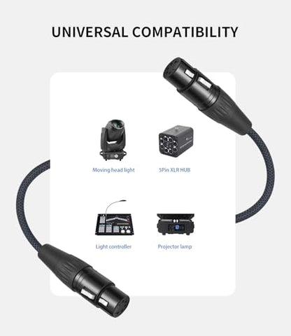 2-Pack 5Pin XLR Female to Female,1.2FT,DMX512 5 PIN XLR Female to Female,5 PIN DMX Cable Adapter Microphone Cable dmx512 5PIN Female to Female Adapter - color: 5-Pin XLR Female to Female