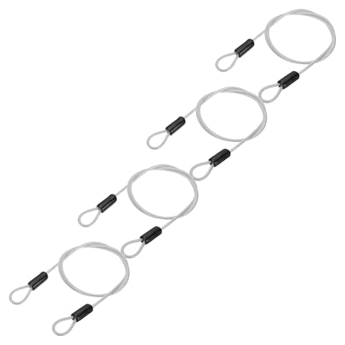 PATIKIL 3/16" Dia Vinyl Coated Stainless Steel Cable with Loops, 4 Pcs 4 ft (47") Flexible Wire Rope Security Chain Lanyard Lock for Outdoor Stage Lighting Luggage Lock, Clear - color: Clear, size: 3/16"x4 ft