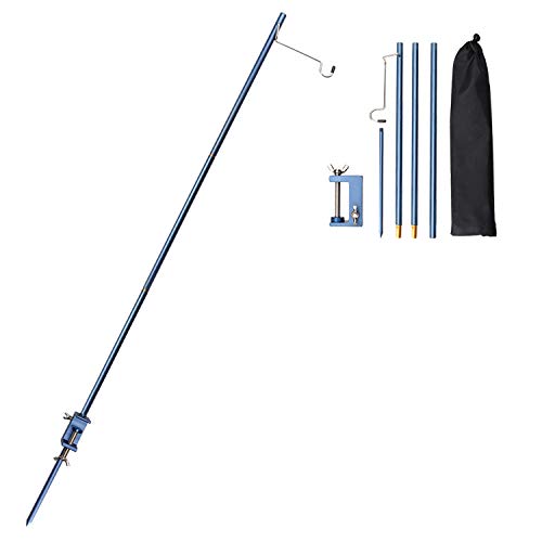 TOBWOLF Portable Camping Lantern Pole, Folding Aluminum Stand with Stake | Collapsible Design | Hang Lanterns & Lights Easily | Ideal for Picnic, Camping, Hiking, Fishing & BBQ - color: Blue