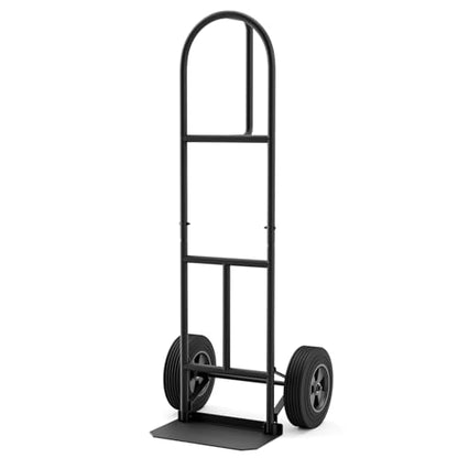 Goplus Hand Truck, P-Handle Hand Truck Dolly with Vertical Loop Handle, 10” Wheels, 15” x 9” Foldable Nose Plate, 660 LBS Capacity, Heavy Duty Metal Dolly Cart for Lifting, Moving, Delivery, Stairs - style: Round Handle-Black