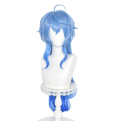 Blue Long Wave Secretary Role Cosplay Wig Heat Resistan Synthetic Fiber Hairs for Uniex Adult Halloween Christmas Cos Anime Party Replacement Wigs - color: Blue Long Wave