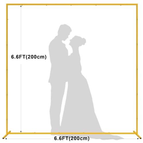 Wokceer Square Backdrop Stand Gold Metal Wedding Arch Stand 6.6FT x 6.6FT - color: Gold, size: 6.6FT x 6.6FT