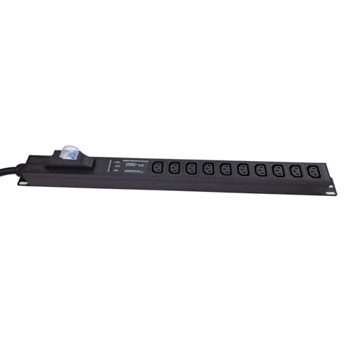 30A Rack PDU, L6-30P Power Distribution Unit with 10 C13 Outlets, 7200W 0U Vertical Rack Mount Power Strip with 6ft Cord, Circuit Breaker, Surge Protection and Aluminum Alloy Housing - color: Breaker Protected