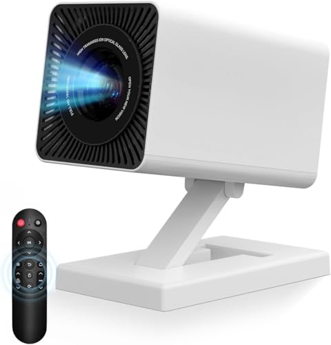 FEARWIKY Mini Projector with 4k 1080P, Portable Projector with Wifi6 and Bluetooth5.4, 360°Rotation, Automatic Keystone Correction, Smart Movie Proyector for Home Outdoor(White)
