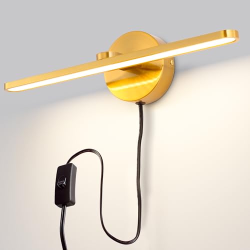 MantoLite Plug in LED Wall Lamps, 16inch Vanity Lighting Fixtures for Wall - color: Gold, size: 16 inches