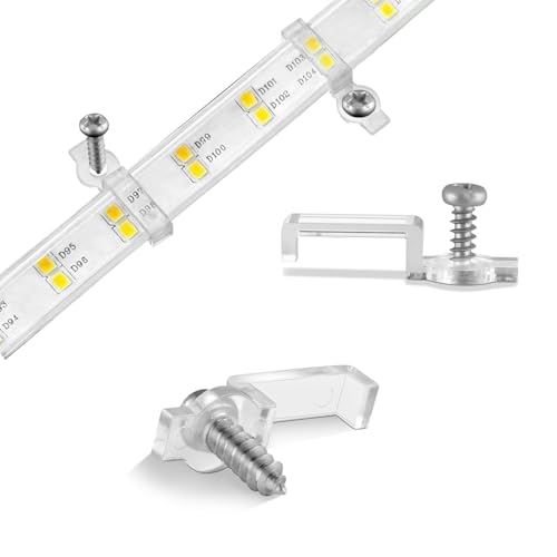 100 Pack Strip Light Mounting Brackets,Fixing Clips,One-Side Fixing,100 Screws Included (For 10mm Wide IP68 Silicone Cover Strips) - style: For 10mm Wide IP68 Silicone Cover Strips
