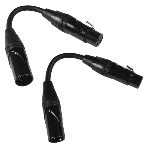 HQRP 2-Pack 3-Pin XLR Female to 5-Pin XLR Male DMX Lighting Cable 6 Inches, Compatible with Studio Light, DMX Stage Light Turnaround, Microphone, Mixer, 3-Pin XLR Female to 5-Pin XLR Male Adapter