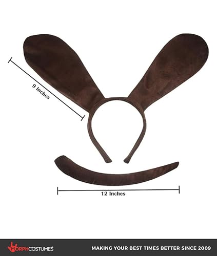 Morph Unisex-Adult Puppy Floppy Dog Ears Headband, Nose and Tail Set, Accessory Kit for Costume Events & Party - color: Brown