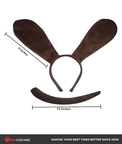 Morph Unisex-Adult Puppy Floppy Dog Ears Headband, Nose and Tail Set, Accessory Kit for Costume Events & Party - color: Brown