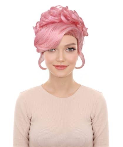 American Rapper Curly Updo High Fashion Wig for Women - Celebrity Style Wig | Elegent Choice for Cosplay Events, Halloween Parties & Themed Performances - Pink - color: Pink
