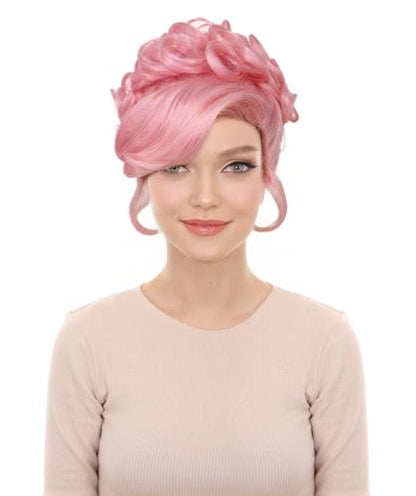 American Rapper Curly Updo High Fashion Wig for Women - Celebrity Style Wig | Elegent Choice for Cosplay Events, Halloween Parties & Themed Performances - Pink - color: Pink