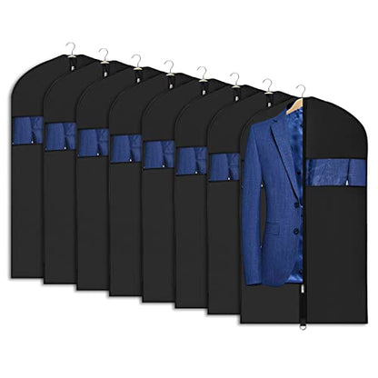 Univivi Suit Bags Garment Bags for for Hanging Clothes, 43 Inch, Set of 8 | Travel Bag with Zipper and Visible Transparent Window, Oxford Fabrics, Foldable Washable Suit Cover for Jacket, Suits, Coats - size: 24"X43"-8pcs - Oxford