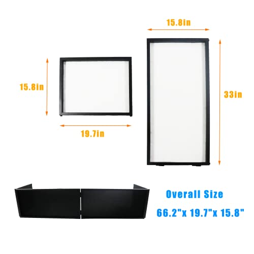 DJ Booth DJ Facade Portable DJ Event Booth Foldable Cover Screen Metal Frame Booth Front Board Video Light Projector Display Scrim Panel w/Travel Bag Black White Scrims