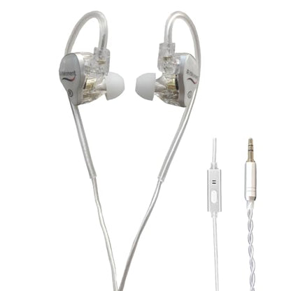 RitMoment RIT10 Pro Wired Earbuds - Balanced Sound & Rich Bass, Dual Magnetic Dynamic Driver, Ultra Comfort, in Ear Monitor IEM Earphones (3.5mm with Mic, Clear) - style: MIC