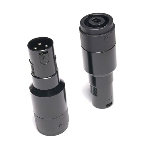 WJSTN XLR to Speakon Adapter, Black, Professional 3-Pin Male to Female Connector, 2 Pack, for PA Systems, DJ Equipment, Amplifiers, Mixing Consoles (XLR Male to Speakon Female) - style: XLR Male to Speakon Female