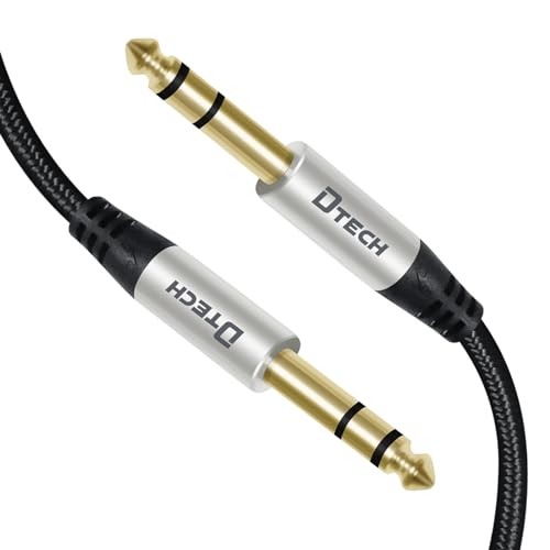 DTECH 3ft Electric Guitar Cable TRS 1/4 Instrument Cord Aux Balanced Stereo Jack Quarter Inch 6.35mm for DJ Speakers Amplifier Bass Studio Audio Monitor Mixer - size: 3ft