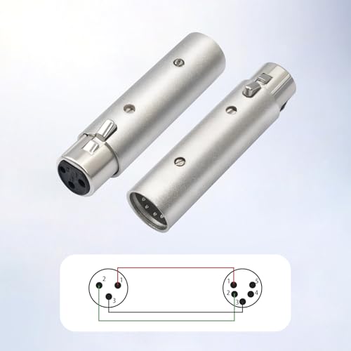 2-Pack XLR-F to XLR-M Adapter, 3 Pin Female to 5 Pin Male DMX Gender Changer, Microphone Adapter with Secure Locking for DMX& Pro Audio - color: 3Pin F to 5Pin M