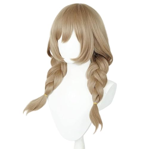 Brown Double Braids Librarian Cosplay Wig Heat Resistan Synthetic Fiber Hairs for Uniex Adult Halloween Christmas Cos Anime Party Replacement Wigs - color: Brown Double Braids