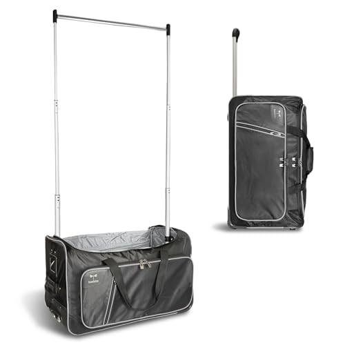 Travolution Dance Bag with Garment Rack, 24 Inch Rolling Duffel With Wheels, Ideal for Competitions & Travel, Easy-assembly Lightweight Aluminum Clothes Rack, Wheeled Upright Luggage, Black/Gray - color: Black 24"