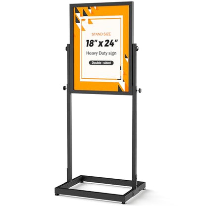 Sign Holder Floor Stand, 18x24 Inch Heavy Duty Pedestal Poster Banner Stand for Display, Metal Floor Standing Display - Double Sided Poster Stand for Business, Office, Trade Show, Mall Advertising