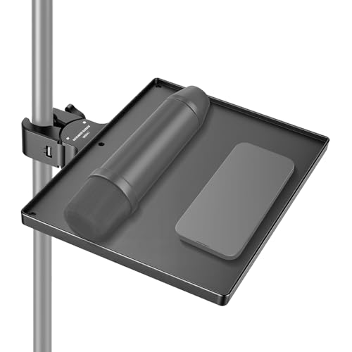 NEEWER BASICS Microphone Stand Tray, 10.6" x 8" x 1.3" Clamp on Mic Desk Shelf Attachment for Studio Stage Concert Karaoke Music Recording Meeting Outdoor Lecture for Storage, Max Load 4.4 lb, MS047 - size: 27*20.4*3.3cm