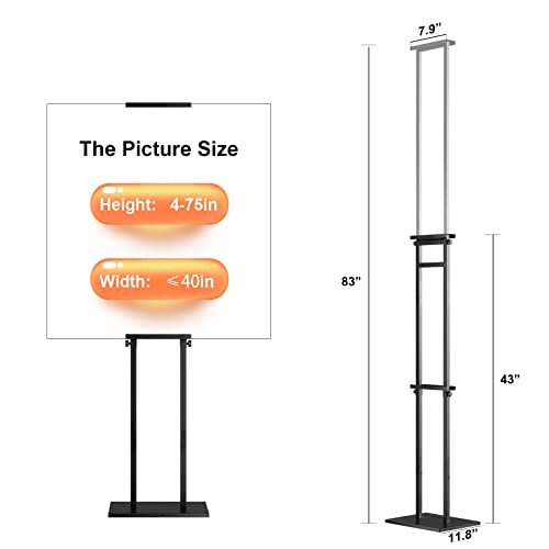 WHAUU Display Stand Sign Holder, Heavy Duty Adjustable Poster Stand | Pedestal Sign Stand with Non-Slip Base, Up to 75inch, Double-Sided for Board & Foam Sign, Fit Wedding, Restaurant, Business - size: 75 inch-1PACK