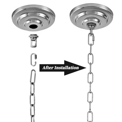 Heavy Duty Light Fixture Canopy Kit 5.3 Inches Diameter & 5.9 Feet Chain Ceiling Mounting Hardware for Pendant Light, Chandelier or Swag Light Fixtures, Chrome - color: Chrome