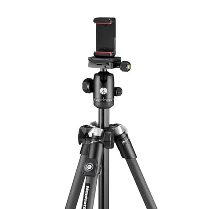 Manfrotto Element MII Mobile Bluetooth MKELMII4BMB-BH, Lightweight Aluminium Travel Tripod, with Carry Bag, Arca-Compatible Ball Head, Load up 8kg, for DSLRs, CSCs, Compact Cameras and Smartphones - style: 4 Sections Alu Mobile