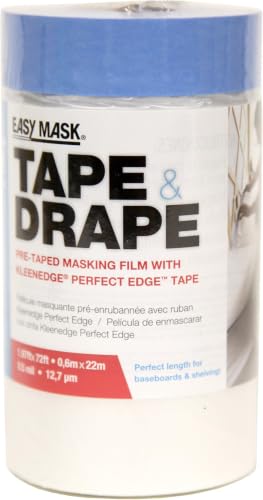 Trimaco 949460 Easy Mask-Tape & Drape Pre-Tape Masking Film with 14 day Blue PerfectEdge Tape, 0.6m x 22m (Pack of 12) - size: 0.6 m x 22 m (Pack of 12), style: 0.6 m x 22 m