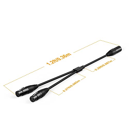 Balanced XLR Splitter Dual XLR Female to 1XLR 3Pin XLR Y-Split Patch Cable | 2XLR to 1XLR 3Pin Microphone Splitter for Studio Preamp,Equzalizer, speaker, Patch Bay, Studio Harmonizer, 1-feet - size: 1 Male XLR to 2 Female XLR, style: 1 Pack