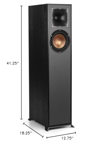 Klipsch R-610F Floorstanding Speaker, Black | Home audio and home theater with 1-inch aluminum tweeter, 6.5-inch copper woofer and 5-year warranty