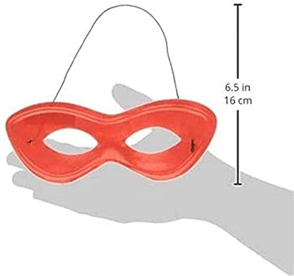 Red Super Hero Stiff Fabric Mask - 2.87" x 8.25" (Pack Of 1) - Fits Most Adults & Kids - Perfect For Parties, Cosplay & Themed Events - color: Red