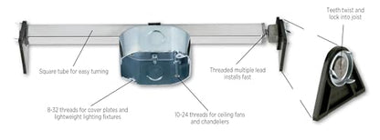 Westinghouse 0110000 Saf-T-Brace Ceiling Fan Mounting Brace, Silver | Twist-and-lock installation, Fits ceiling fan installations, Three-tooth design, Includes mounting hardware