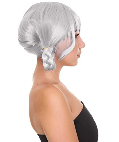HPO Bavarian Double Braided Wig, Breathable Capless Cap, Premium Handcrafted Wig, Designed for comfort fit, flame retardent synthetic fiber (Grey) - color: Grey